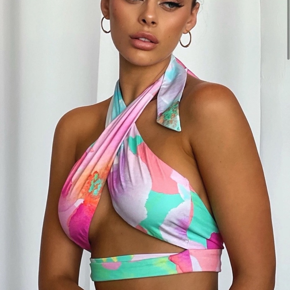 Tiger Mist Archie watercolor halter top nwt